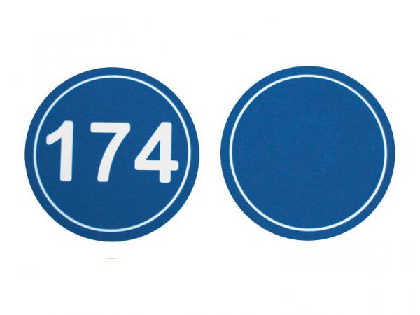 Round distance marker - Blue 38 cm (specify number)