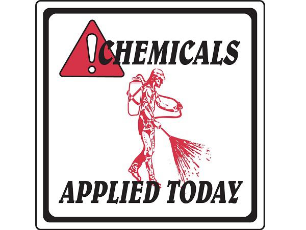 Chemical warning sign 30x30 cm CHEMICALS APPLIED TODAY