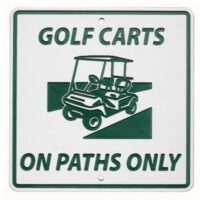 Greenline information sign GOLF CARTS ON PATHS ONLY