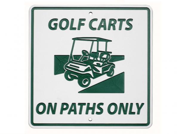 Greenline information sign GOLF CARTS ON PATHS ONLY