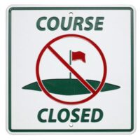 Greenline information sign COURSE CLOSED