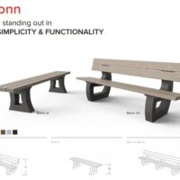 BONN bench with back 180 cm recycled plastic