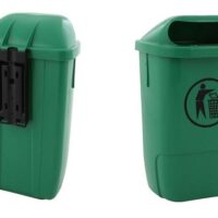 Plastic outdoor waste bin green 50 litres wall or post mount