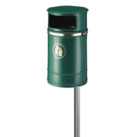 Classic outdoor waste bin green 40 litres wall or post mount