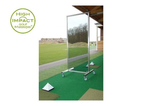DO NOT HANDLE WITH CARE! The High Impact Golf Mirror is a great step forward in driving range furniture. Great looks combined with durability makes it one of a kind. => 7 times stronger than normal glass mirrors => does not wear down like normal mirrors => resistant to water and moisture => stainless steel frame => 800 x 2000 mm mirror dimensions => 812 x 2010 mm frame dimensions